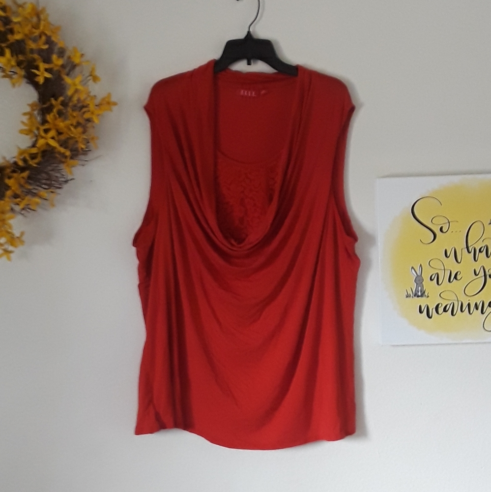 Ellen Burnt Orange Sleeveless Layered Look Blouse